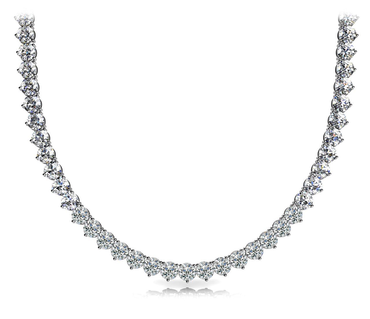 Diamond Tennis Necklace with Lab-Grown Round Diamonds (6–18 CTW, F/VS+) in Classic 3-Prong Setting