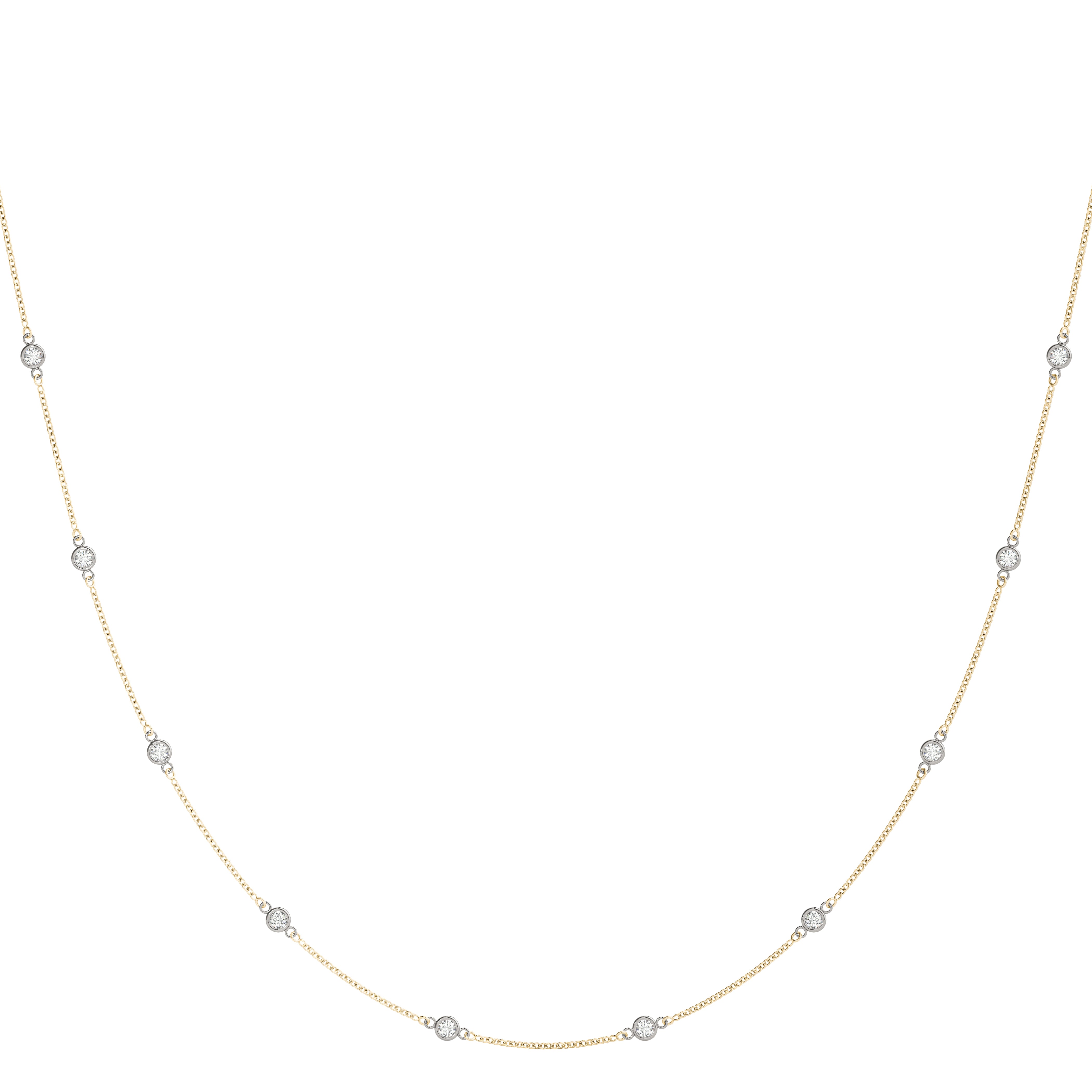 Bezel-Set Diamond Station Necklace with 10 Lab-Grown Round Diamonds (0.50–1.50 CTW, F/VS)