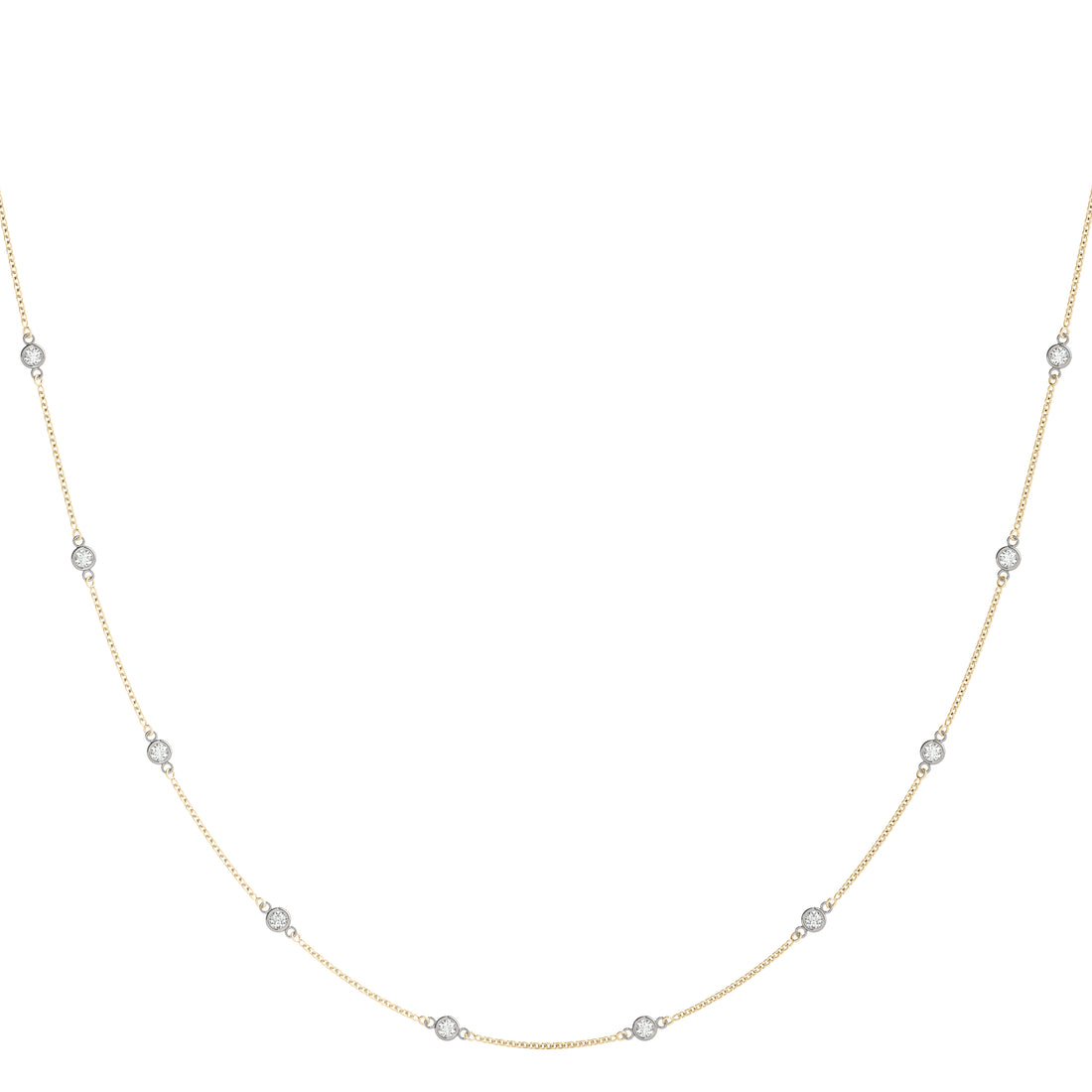 Bezel-Set Diamond Station Necklace with 10 Lab-Grown Round Diamonds (0.50–1.50 CTW, F/VS)