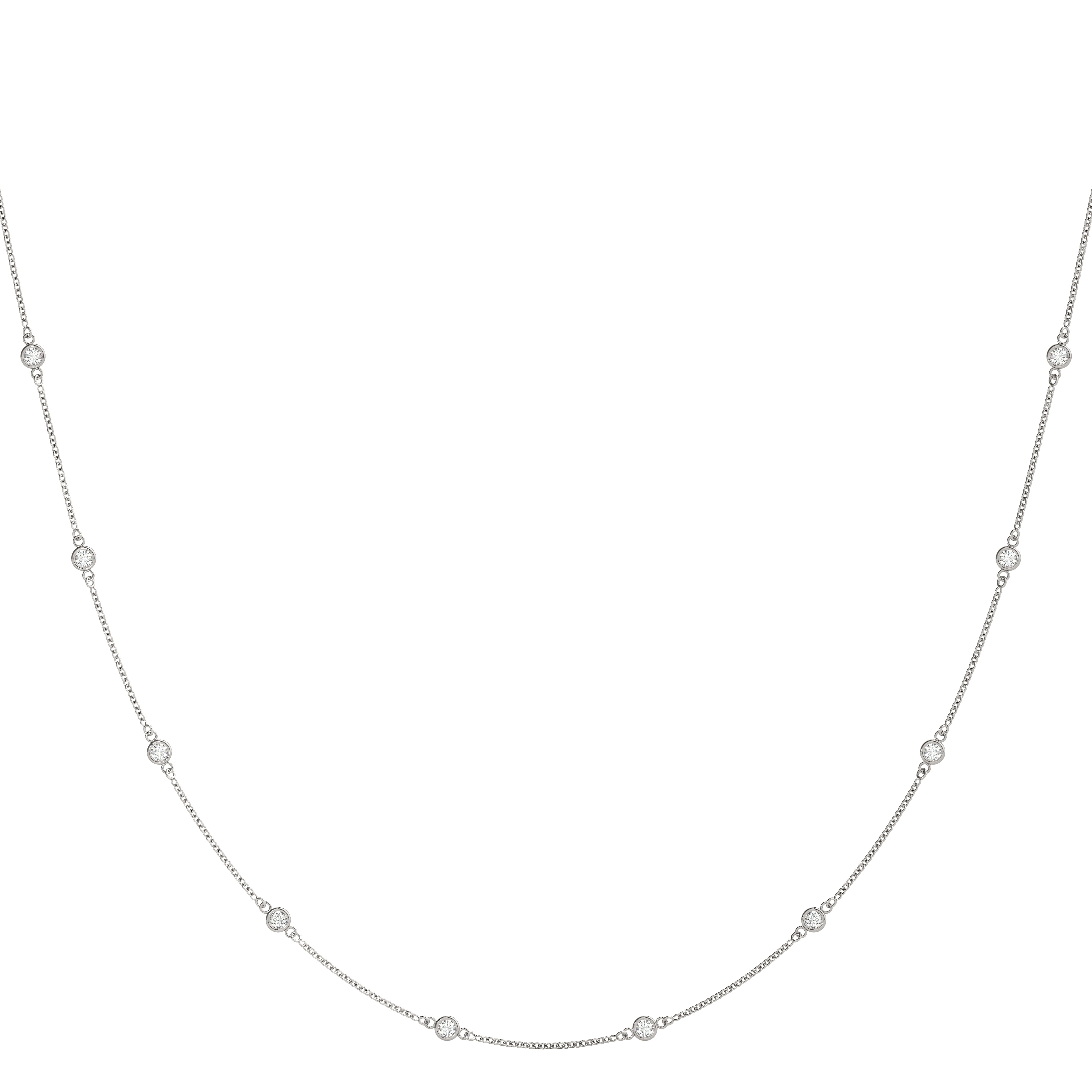 Bezel-Set Diamond Station Necklace with 10 Lab-Grown Round Diamonds (0.50–1.50 CTW, F/VS)