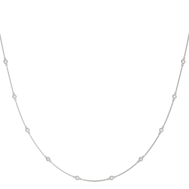 Bezel-Set Diamond Station Necklace with 10 Lab-Grown Round Diamonds (0.50–1.50 CTW, F/VS)