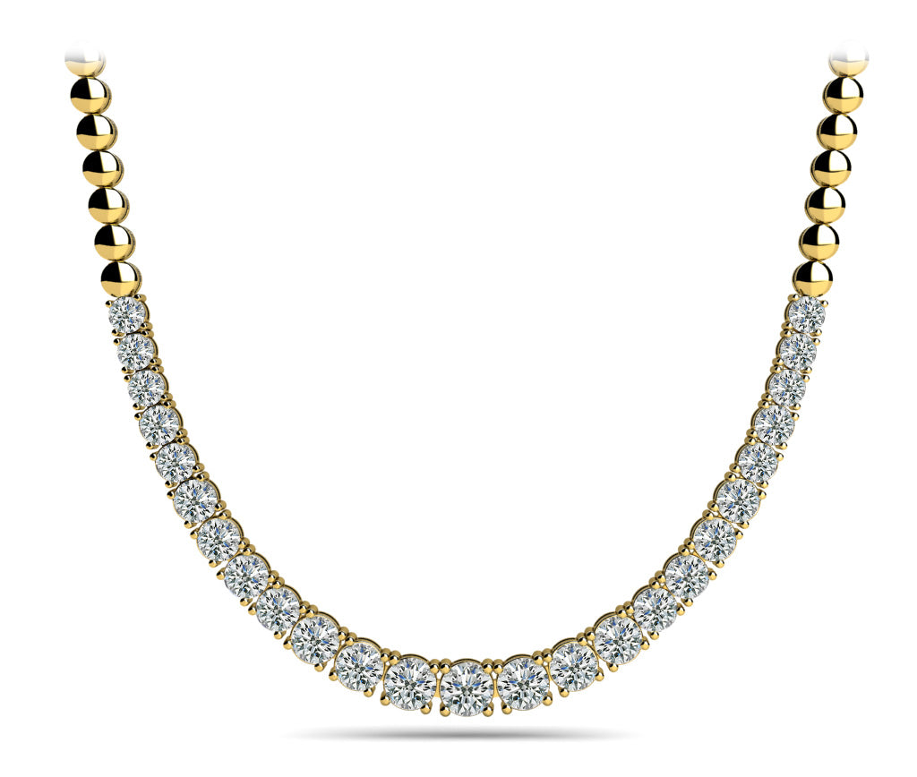 Diamond & Beaded Chain Tennis Necklace (2–5 CTW, F/VS+) with Lab-Grown Round Diamonds