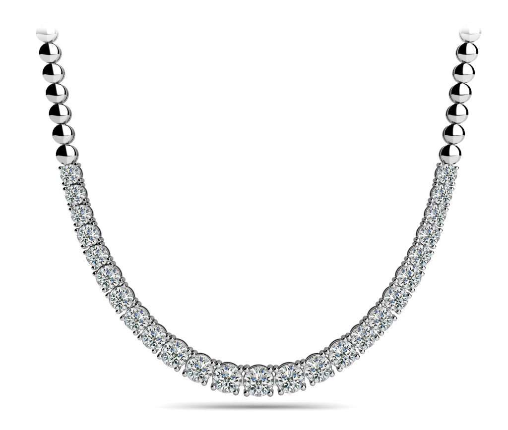 Diamond & Beaded Chain Tennis Necklace (2–5 CTW, F/VS+) with Lab-Grown Round Diamonds