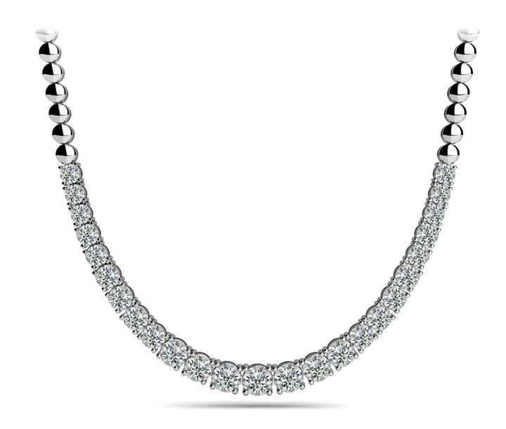 Diamond & Beaded Chain Tennis Necklace (2–5 CTW, F/VS+) with Lab-Grown Round Diamonds
