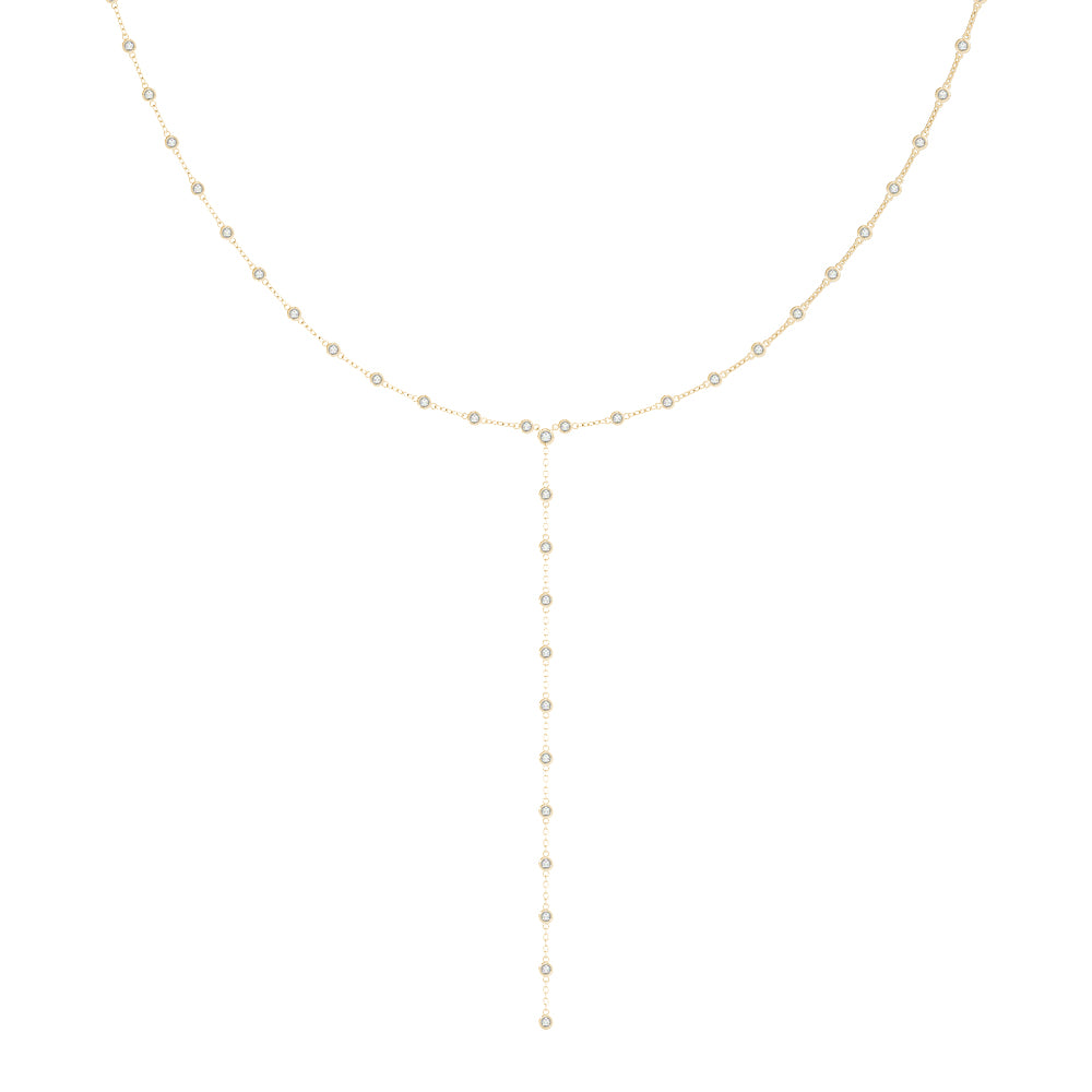 Bezel-Set Diamond Lariat Necklace (2.625 CTW, F/VS+) with Lab-Grown Round Diamonds
