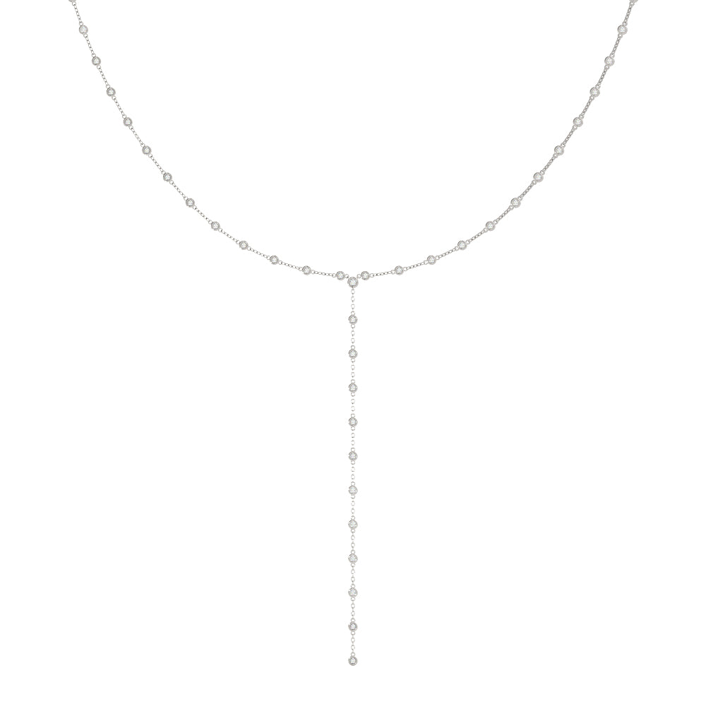 Bezel-Set Diamond Lariat Necklace (2.625 CTW, F/VS+) with Lab-Grown Round Diamonds