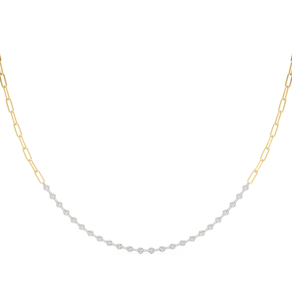 Paperclip Chain Diamond Necklace with Bezel-Set Lab-Grown Diamonds (0.75–2.20 CTW, F/VS+)