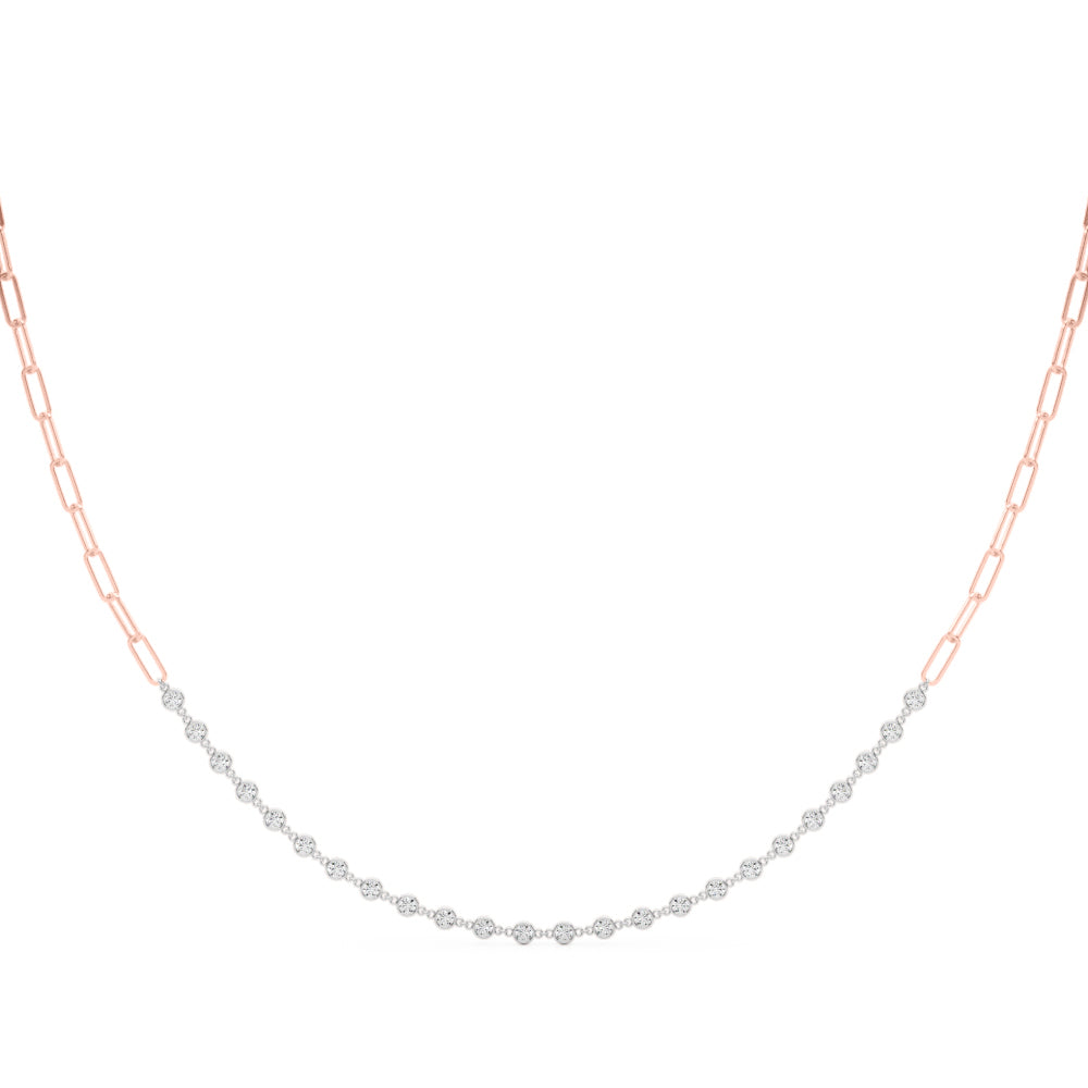 Paperclip Chain Diamond Necklace with Bezel-Set Lab-Grown Diamonds (0.75–2.20 CTW, F/VS+)
