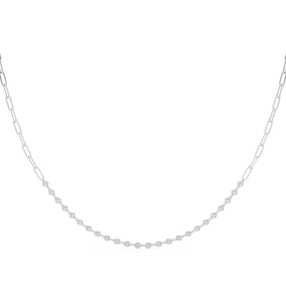 Paperclip Chain Diamond Necklace with Bezel-Set Lab-Grown Diamonds (0.75–2.20 CTW, F/VS+)