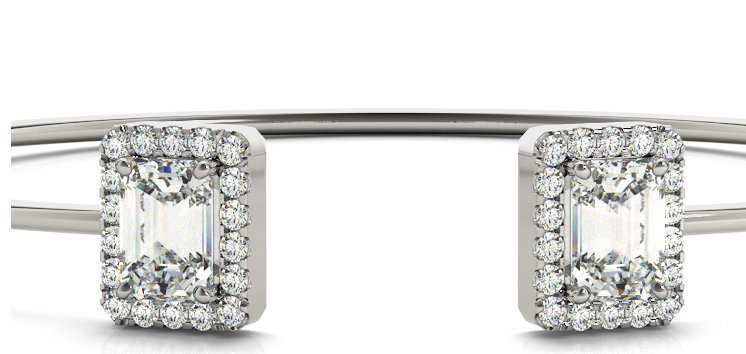 Bypass Diamond Cuff with Emerald-Cut Halos (2.33 CTW, Lab-Grown F/VS)