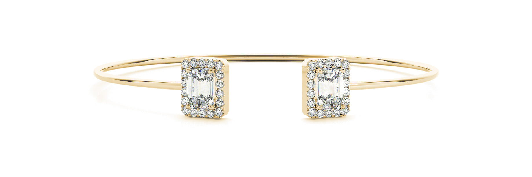 Bypass Diamond Cuff with Emerald-Cut Halos (2.33 CTW, Lab-Grown F/VS)