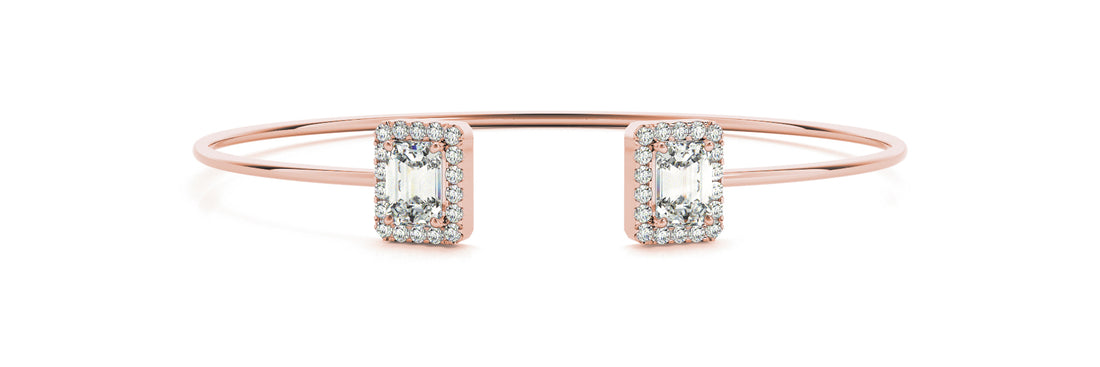 Bypass Diamond Cuff with Emerald-Cut Halos (2.33 CTW, Lab-Grown F/VS)