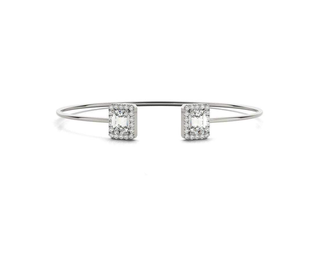 Bypass Diamond Cuff with Emerald-Cut Halos (2.33 CTW, Lab-Grown F/VS)