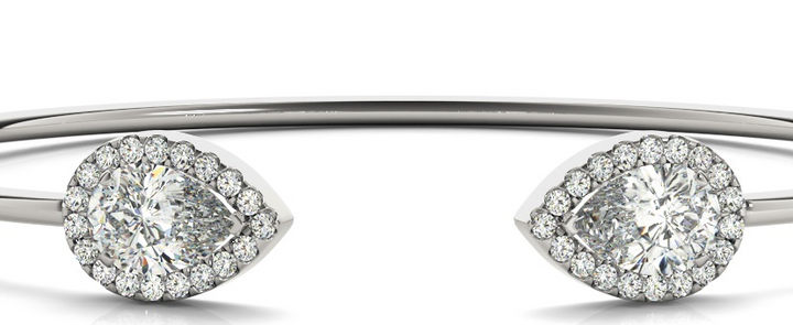 Open Bangle with Pear-Shaped Halo Ends (1.75 CTW, Lab-Grown F/VS)
