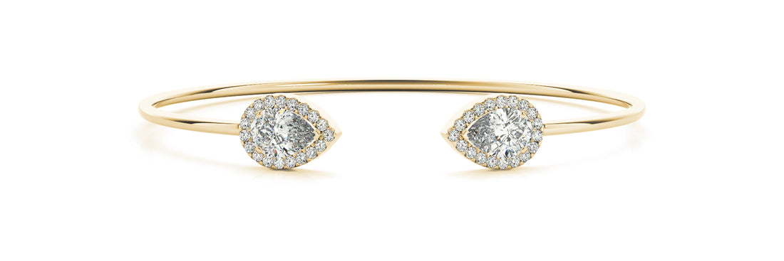 Open Bangle with Pear-Shaped Halo Ends (1.75 CTW, Lab-Grown F/VS)