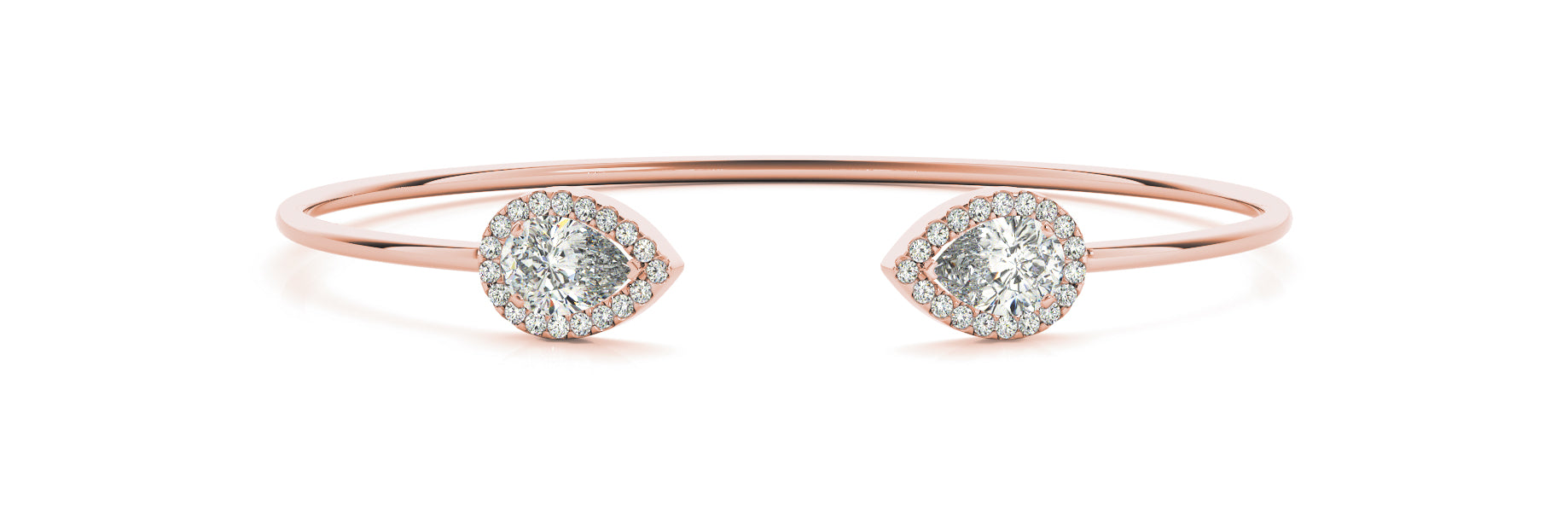 Open Bangle with Pear-Shaped Halo Ends (1.75 CTW, Lab-Grown F/VS)