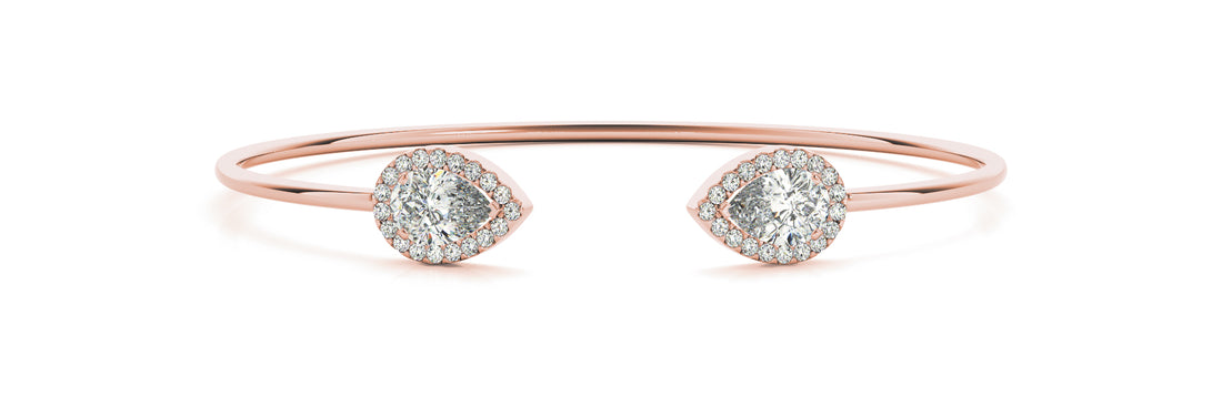 Open Bangle with Pear-Shaped Halo Ends (1.75 CTW, Lab-Grown F/VS)