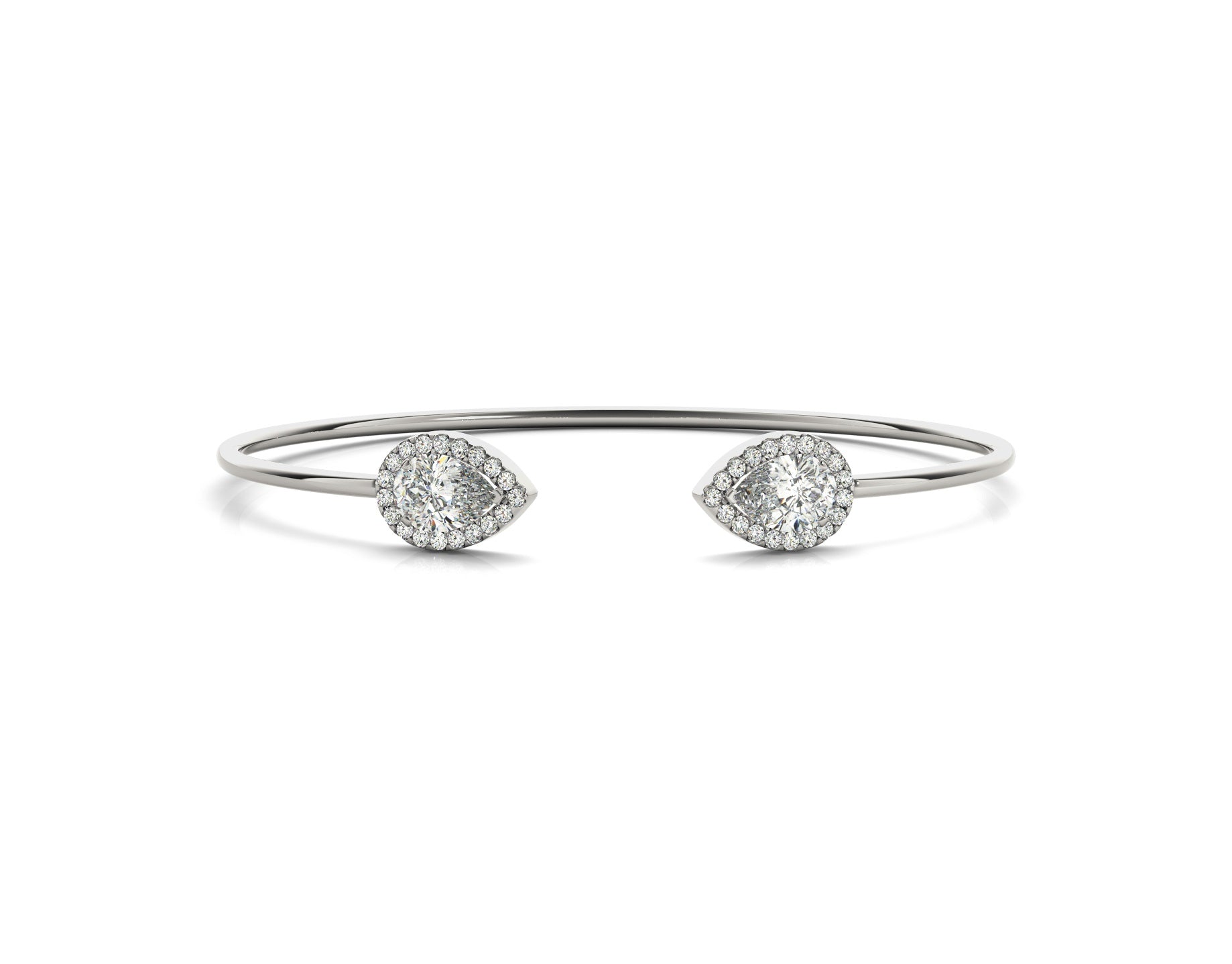 Open Bangle with Pear-Shaped Halo Ends (1.75 CTW, Lab-Grown F/VS)