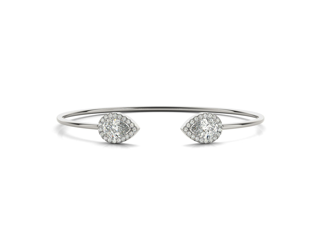 Open Bangle with Pear-Shaped Halo Ends (1.75 CTW, Lab-Grown F/VS)