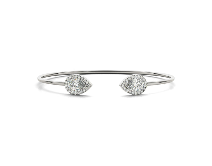 Open Bangle with Pear-Shaped Halo Ends (1.75 CTW, Lab-Grown F/VS)