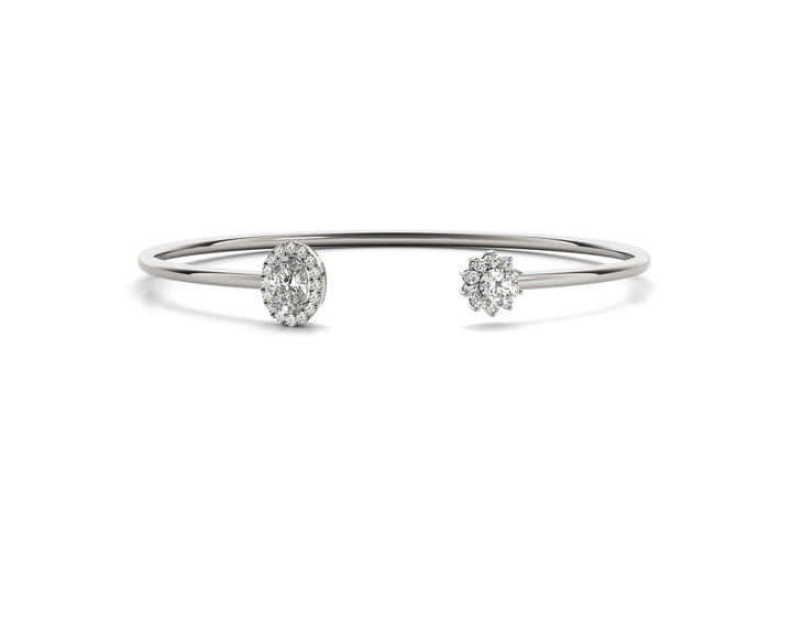 Open Flexi Bangle with Floral & Halo Diamond Ends (1.50 CTW, Lab-Grown F/VS)