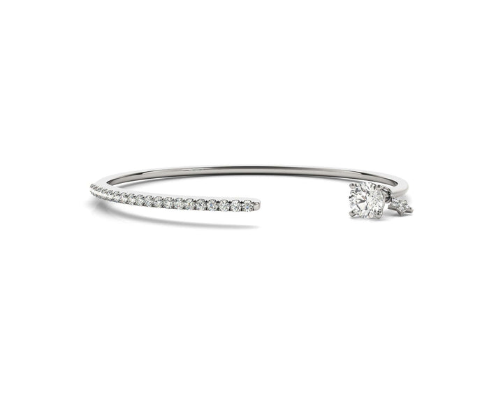 14K Gold Celestial Diamond Bangle with Star Accent 
