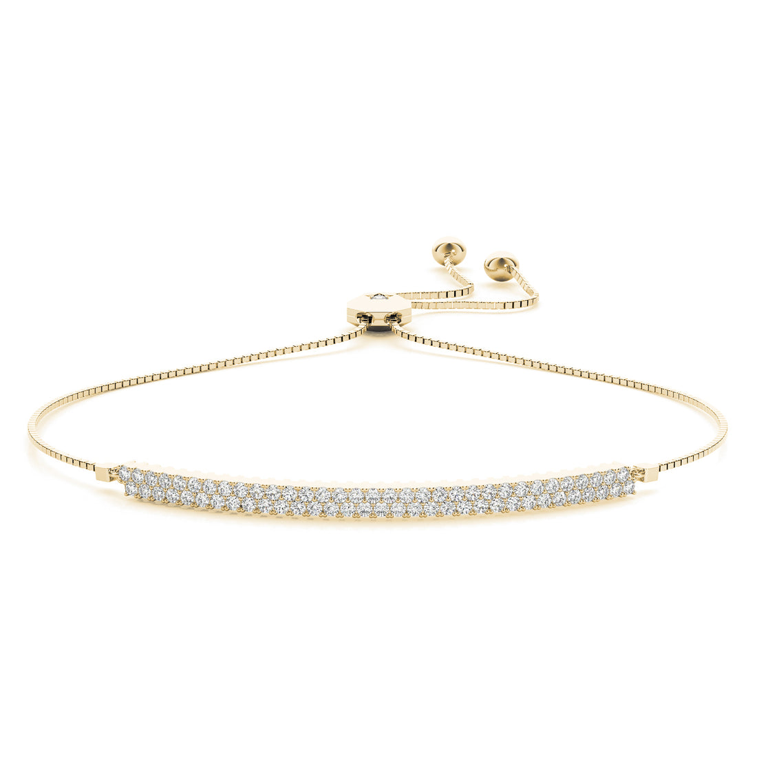 Adjustable two-row diamond bar bracelet