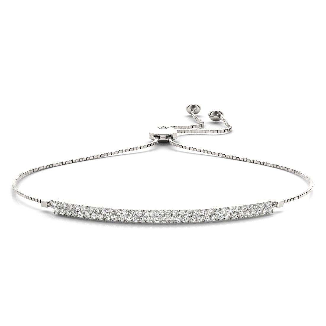 Adjustable two-row diamond bar bracelet