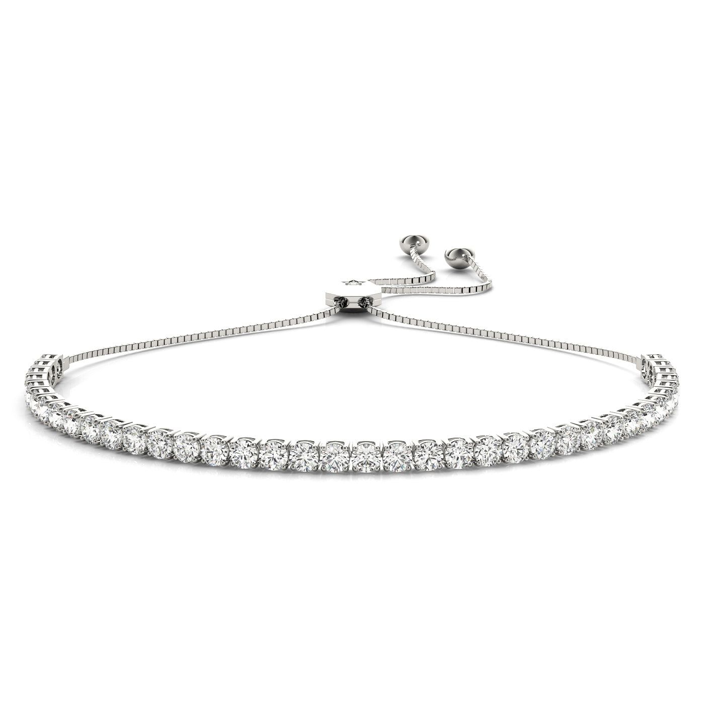 Adjustable diamond tennis bracelets Bolo Clasp
