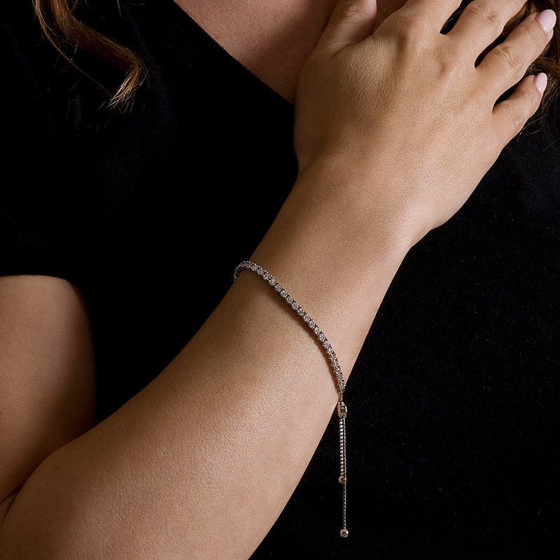Adjustable diamond tennis bracelets Bolo Clasp