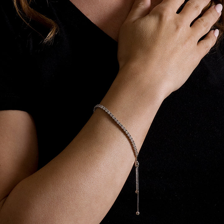 Adjustable diamond tennis bracelets Bolo Clasp