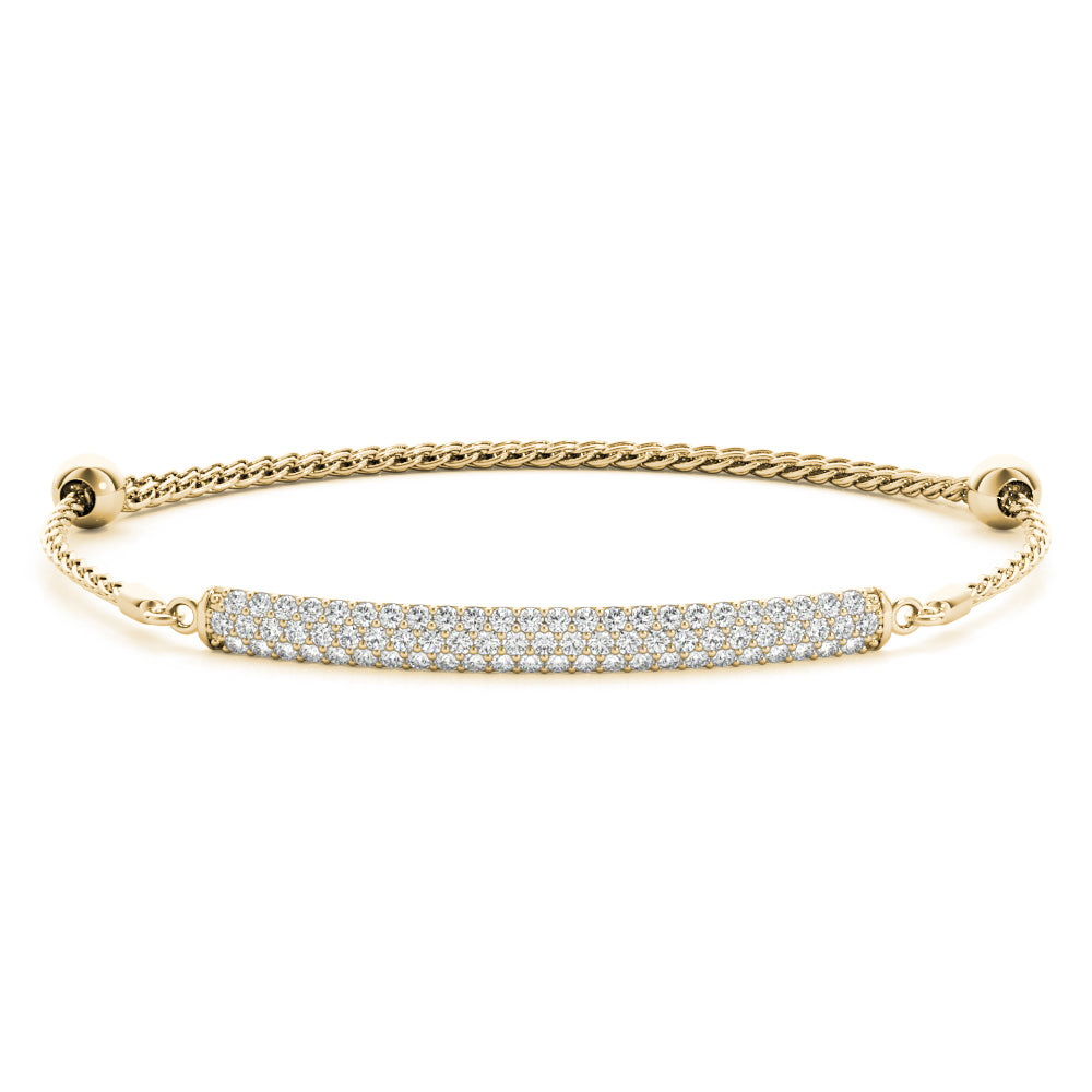 Three-row diamond bar bracelet