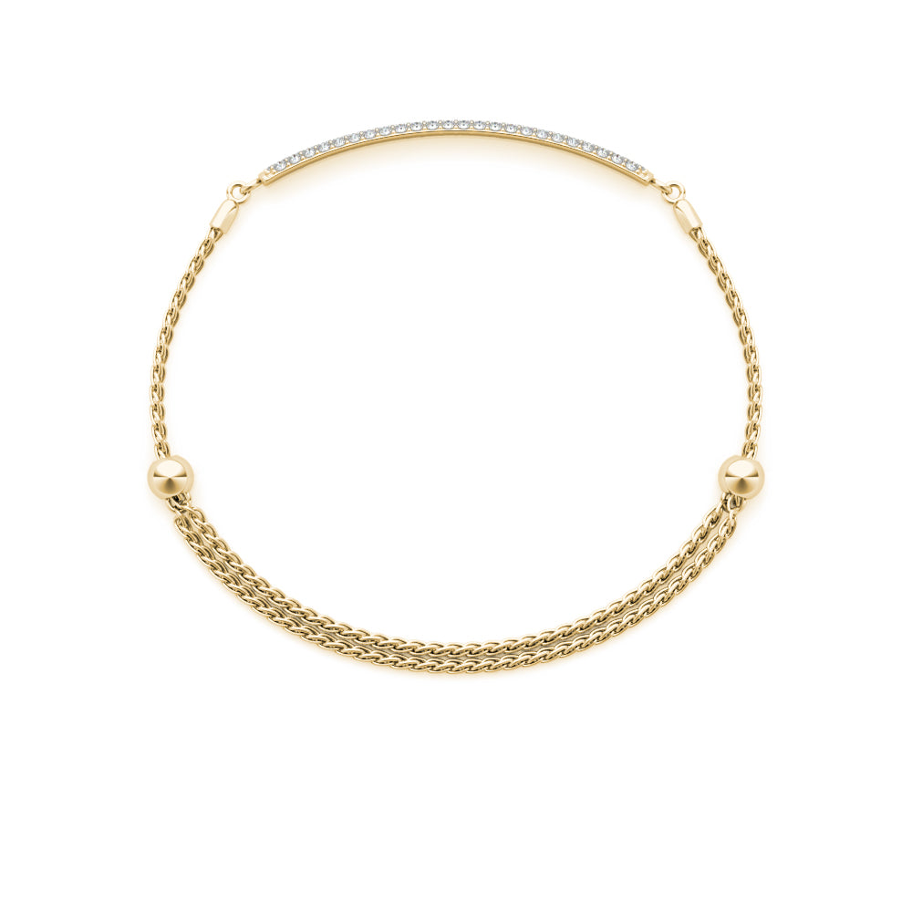 Three-row diamond bar bracelet