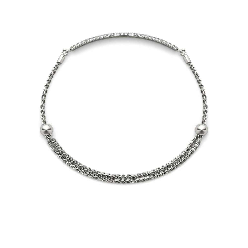 Three-row diamond bar bracelet