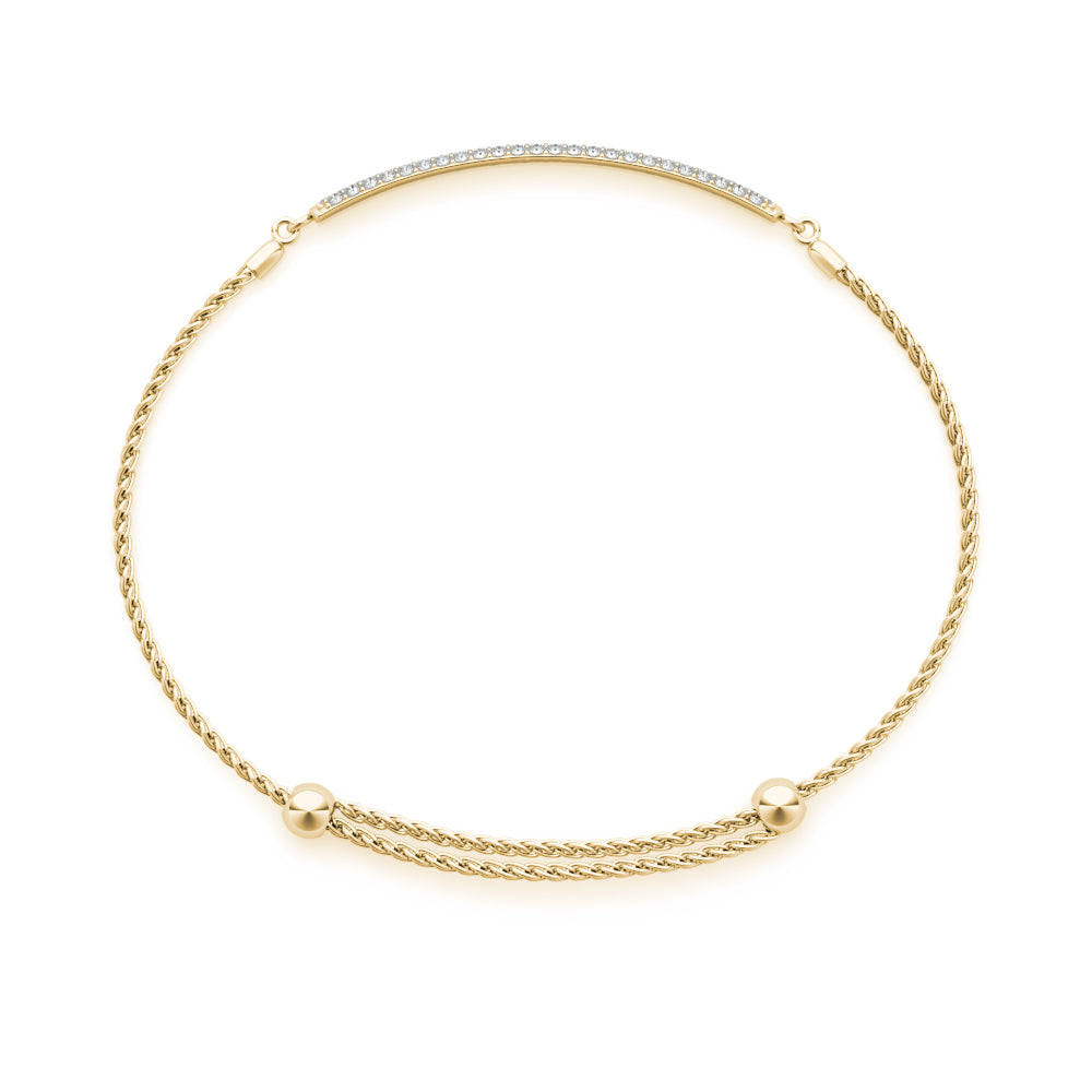 Three-row diamond bar bracelet