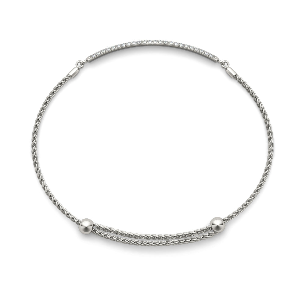 Three-row diamond bar bracelet