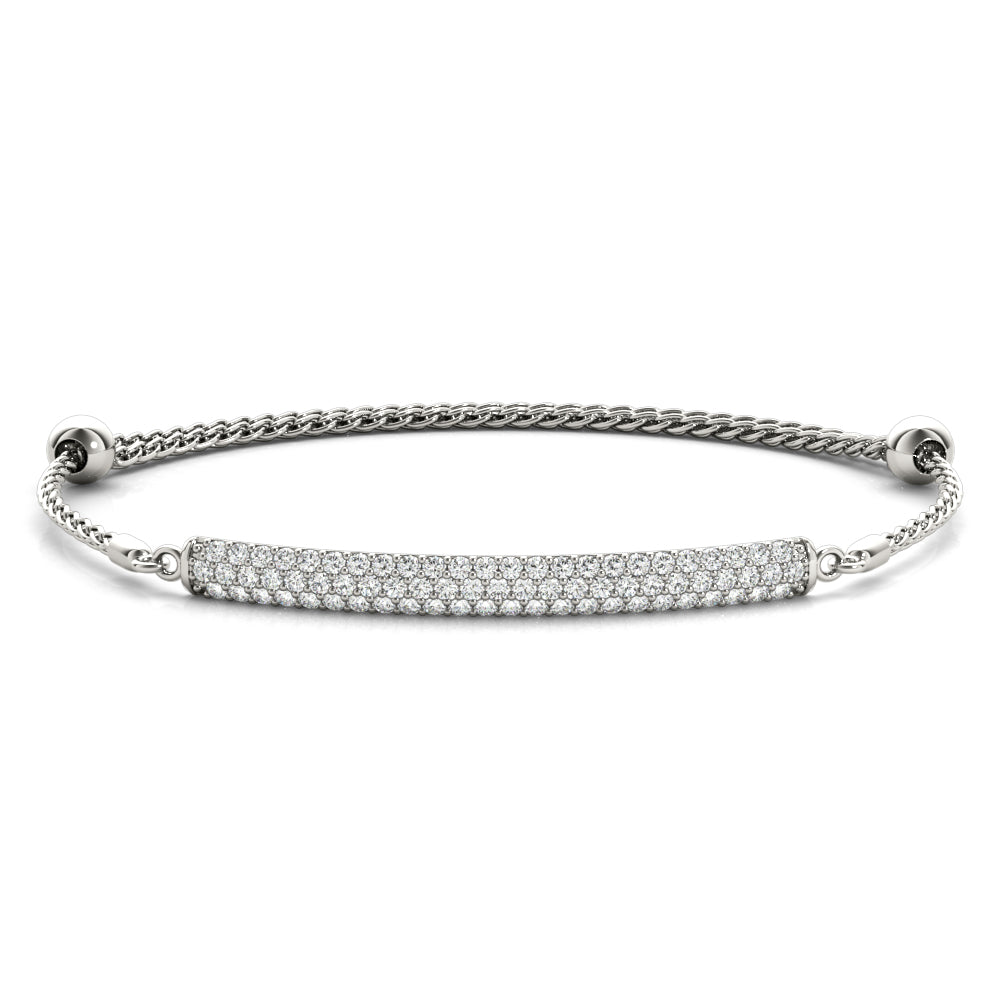 Three-row diamond bar bracelet