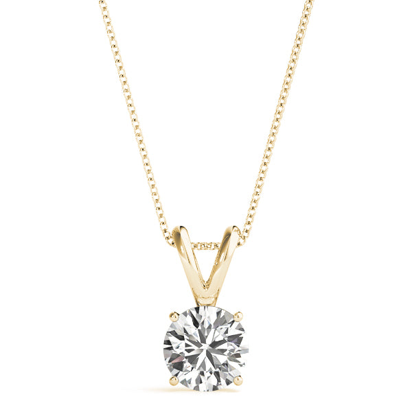 Solitaire Round-Cut Lab-Grown Diamond Pendant (0.25–6.00 CTW, F-G/VS1) – Classic V-Bale Setting with 16–18" Adjustable Chain