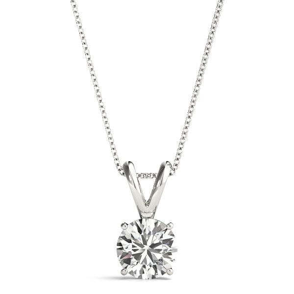 Solitaire Round-Cut Lab-Grown Diamond Pendant (0.25–6.00 CTW, F-G/VS1) – Classic V-Bale Setting with 16–18" Adjustable Chain