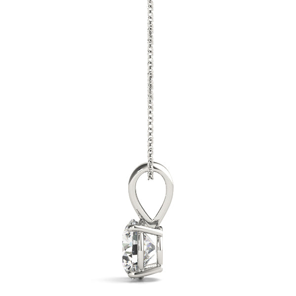 Solitaire Round-Cut Lab-Grown Diamond Pendant (0.25–6.00 CTW, F-G/VS1) – Classic V-Bale Setting with 16–18" Adjustable Chain