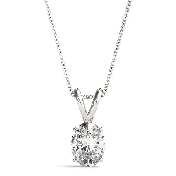Oval-Cut Solitaire Diamond Pendant in 14K Gold with V-Bale – Lab-Grown F/VS (0.25–2.00 CTW)