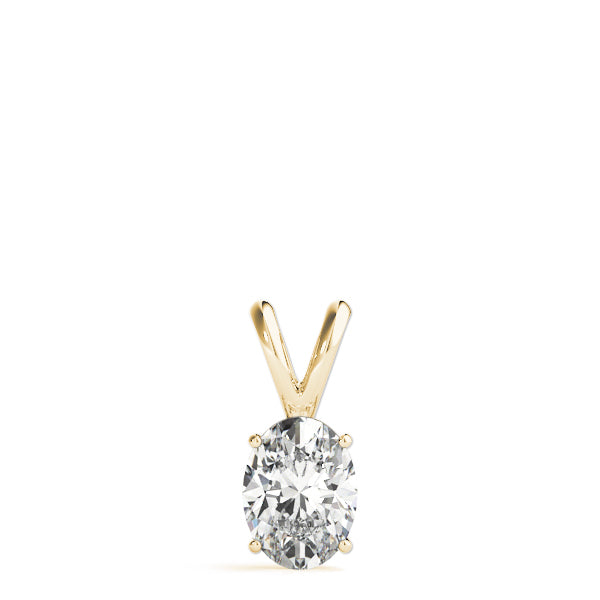 Oval-Cut Solitaire Diamond Pendant in 14K Gold with V-Bale – Lab-Grown F/VS (0.25–2.00 CTW)