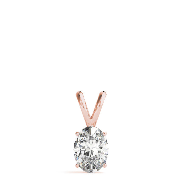 Oval-Cut Solitaire Diamond Pendant in 14K Gold with V-Bale – Lab-Grown F/VS (0.25–2.00 CTW)