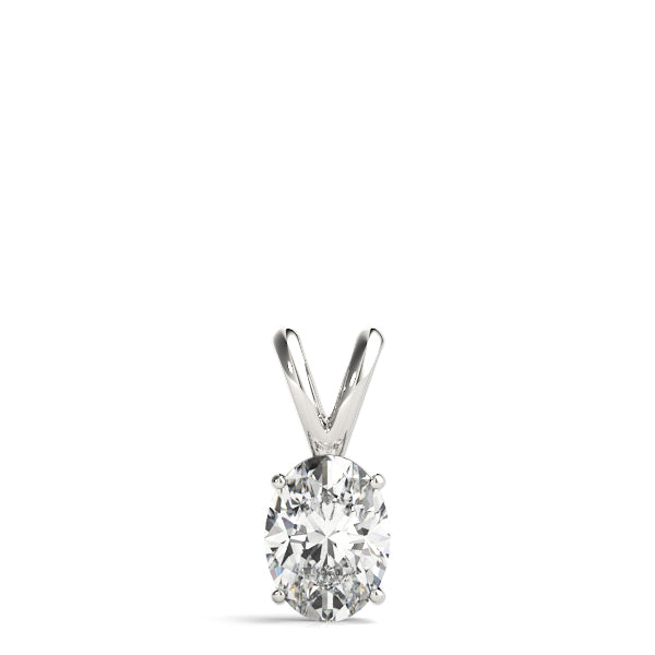 Oval-Cut Solitaire Diamond Pendant in 14K Gold with V-Bale – Lab-Grown F/VS (0.25–2.00 CTW)