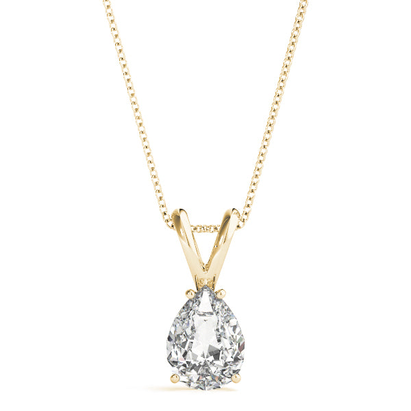 Pear-Cut Solitaire Diamond Pendant in 14K Gold with V-Bale – Lab-Grown F/VS (0.25–2.00 CTW)