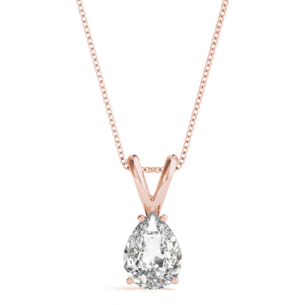 Pear-Cut Solitaire Diamond Pendant in 14K Gold with V-Bale – Lab-Grown F/VS (0.25–2.00 CTW)