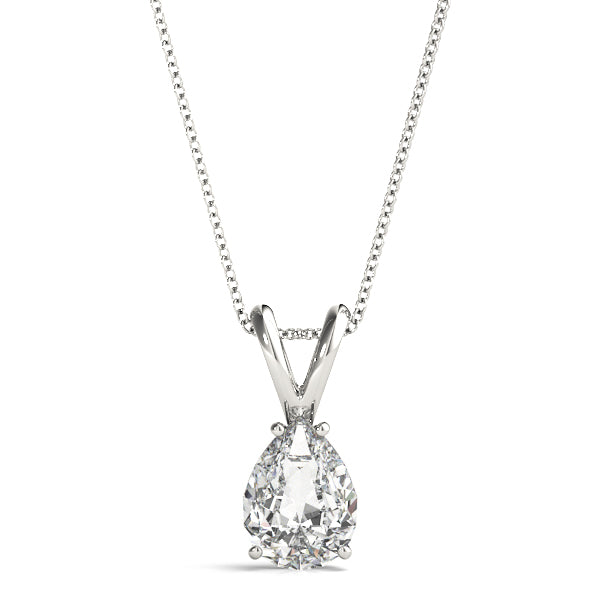 Pear-Cut Solitaire Diamond Pendant in 14K Gold with V-Bale – Lab-Grown F/VS (0.25–2.00 CTW)