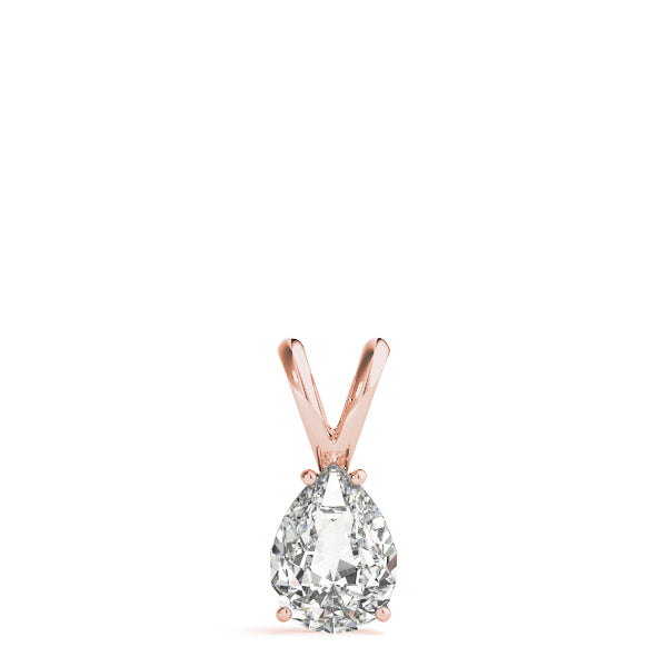 Pear-Cut Solitaire Diamond Pendant in 14K Gold with V-Bale – Lab-Grown F/VS (0.25–2.00 CTW)