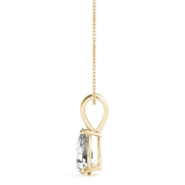 Pear-Cut Solitaire Diamond Pendant in 14K Gold with V-Bale – Lab-Grown F/VS (0.25–2.00 CTW)