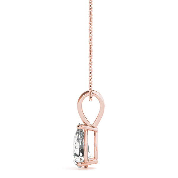 Pear-Cut Solitaire Diamond Pendant in 14K Gold with V-Bale – Lab-Grown F/VS (0.25–2.00 CTW)